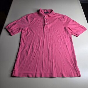 Lands' End Men's Polo Shirt Small S Cotton Pima Mesh Pink Raspberry Short Sleeve